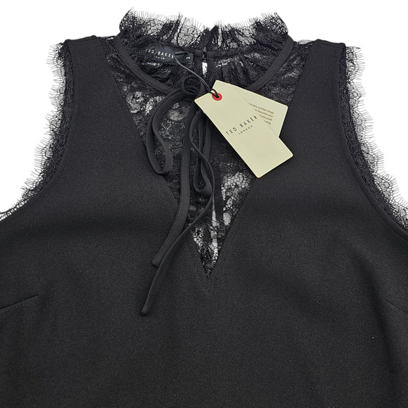 NWT Ted Baker Dress Womens 6 Ted Baker 2 Black Chharis Shift Sleeveless Stretch - Picture 5 of 16